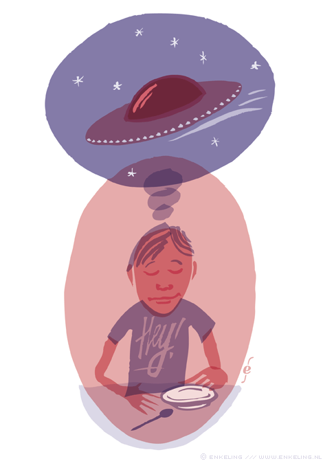 saucer, flying, fantasy, kid, boy, t-shirt, hey, daydream, illustration, layers, Enkeling, 2014