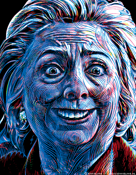 Hillary, Hillary Clinton, portrait, drawing, illustration, Enkeling, 2016