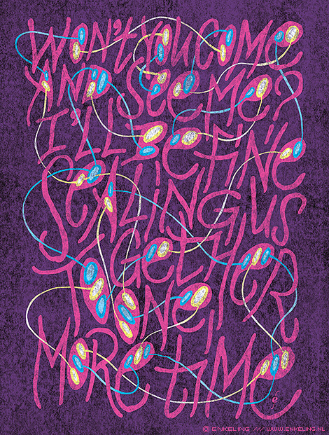 J Mascis, A Web So Dense, typography, handlettering, lettering, psychedelic, layers, purple, calligraphy, Enkeling, 2018