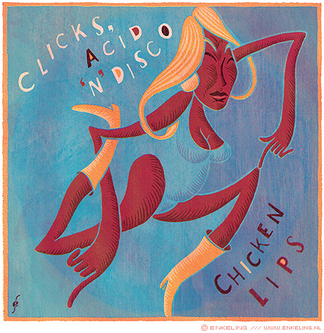 chicken lips, clicks, acid ’n’ disco, trust the dj, album cover, artwork, illustration, typography, handdrawn, Enkeling, 2019